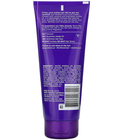 Miracle Curls، كريم تنعيم التجعيد، بزيت جوز الهند وزيت الجوجوبا الأسترالي، 6.8 أونصة سائلة (193 مل) Aussie من متجر روزا في فلسطين