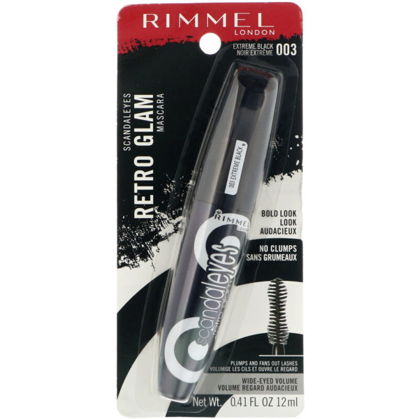 مسكرة Scandaleyes Retro Glam، بلون أسود داكن للغاية 003، 0.41 أوقية سائلة (12 مللي لتر) Rimmel London من متجر روزا في فلسطين