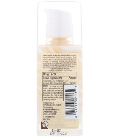 Silk Hydration، كريم واقٍ من الشمس خالٍ من الزيت، بشرة خفيفة، عامل حماية من الشمس SPF 30‎‏، 1.7 أونصة (50 مل) Hawaiian Tropic من متجر روزا في فلسطين