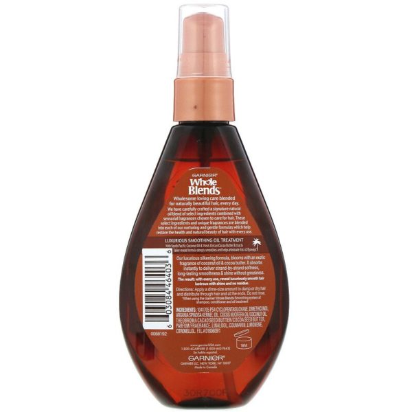 Whole Blends، زيت تنعيم غني بزيت جوز الهند وزبدة الكاكاو، الوزن 3.4 أونصة سائلة (100 مل) Garnier من متجر روزا في فلسطين