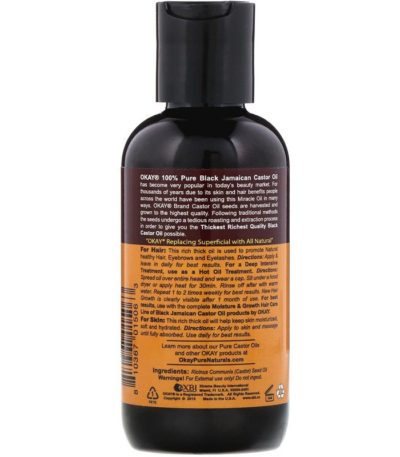 زيت الخروع الجاميكي الأسود النقي 100%، 4 أونصة (118 مل) Okay Pure Naturals من متجر روزا في فلسطين
