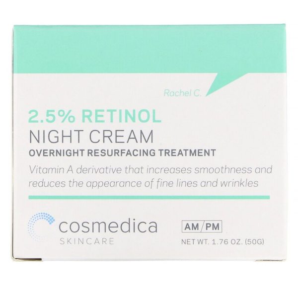 كريم ليلي 2.5% ريتينول، علاج لبشرة خالية من البثور أثناء الليل، 1.76 أوقية (50 جم Cosmedica Skincare من متجر روزا في فلسطين