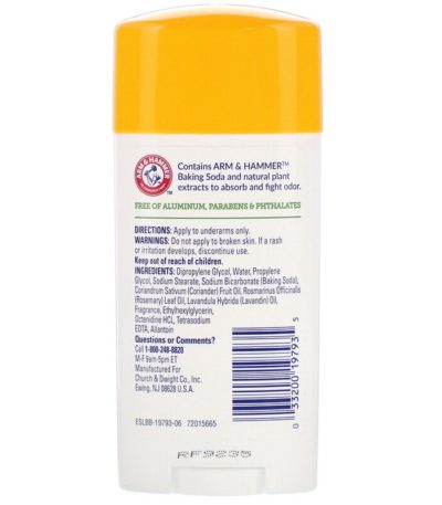 Essentials مع مزيلات رائحة طبيعية، مزيل عرق، إكليل الجبل والخزامي المنعش، 2.5 أونصة (71 جم) Arm & Hammer من متجر روزا في فلسطين