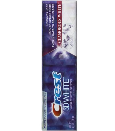 3D White، معجون أسنان مضاد للتسوس بالفلورايد، أبيض براق، 4.1 أونصة (116 جم) Crest من متجر روزا في فلسطين