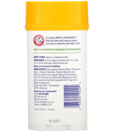 Essentials مع مزيلات رائحة طبيعية، مزيل عرق، منعش بالروز ماري واللافندر، 2.5 أونصة (71 جم) Arm & Hammer من متجر روزا في فلسطين