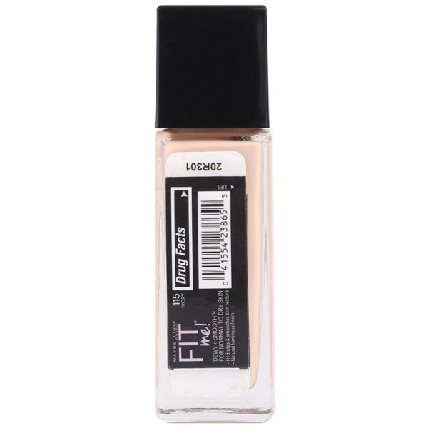 كريم أساس Fit Me مرطب + منعّم، عاجي 115، أونصة سائلة واحدة (30 مل) Maybelline من متجر روزا في فلسطين