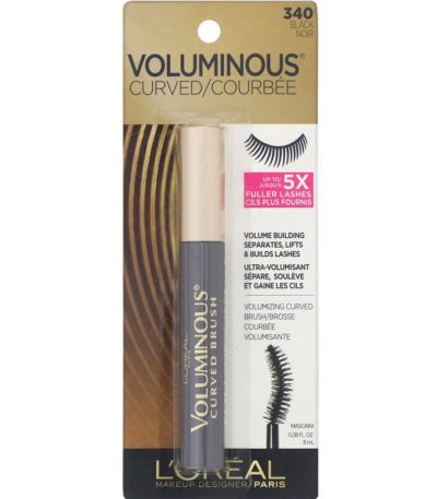 ماسكارا Voluminous Curved، بلون Black 340، 0.28 أونصة سائلة (8 مل) L'Oreal من متجر روزا في فلسطين