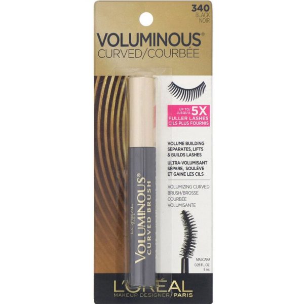 ماسكارا Voluminous Curved، بلون Black 340، 0.28 أونصة سائلة (8 مل) L'Oreal من متجر روزا في فلسطين