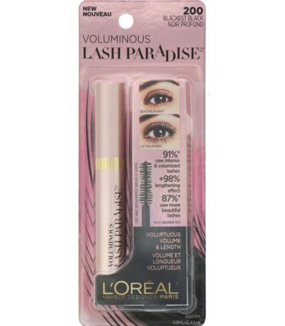 ماسكارا Voluminous Lash Paradise، بلون Blackest Black 200، 0.28 أونصة سائلة (8.5 مل) L'Oreal من متجر روزا في فلسطين