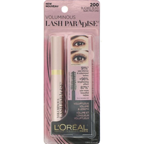 ماسكارا Voluminous Lash Paradise، بلون Blackest Black 200، 0.28 أونصة سائلة (8.5 مل) L'Oreal من متجر روزا في فلسطين