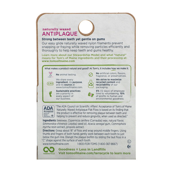 Naturally Waxed Antiplaque Flat Floss