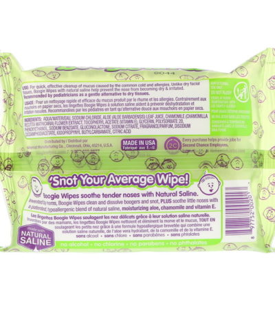المناديل الطبيعية المالحة للأنوف المزكومة، رائحة منعشة، 30 منديل Boogie Wipes من متجر روزا في فلسطين