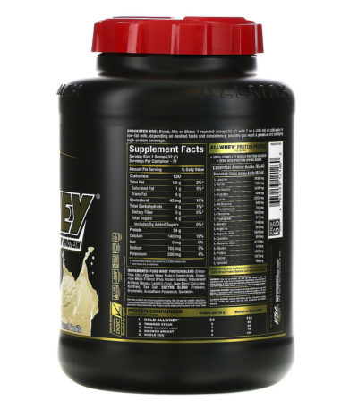 مكمل AllWhey Gold، 100% بروتين شرش اللبن + بروتين شرش اللبن المعزول الممتاز، الفانيليا الفرنسية، 5 رطل. (2.27 كجم)  من متجر روزا في فلسطين