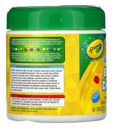أقراص الاستحمام الفوارة،+3 ، خالٍ من العطور ، 60 قرصًا، 3.59 أونصة (102 جم) Crayola من متجر روزا في فلسطين