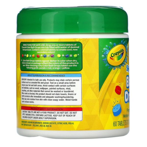 أقراص الاستحمام الفوارة،+3 ، خالٍ من العطور ، 60 قرصًا، 3.59 أونصة (102 جم) Crayola من متجر روزا في فلسطين