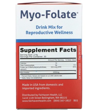 Myo-Folate، مزيج شراب لدعم الصحة الإنجابية، خالٍ من النكهات، 30 كيس، 2.4 جم لكل كيس فيرهافن هيلث من متجر روزا في فلسطين