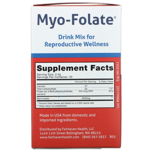 Myo-Folate، مزيج شراب لدعم الصحة الإنجابية، خالٍ من النكهات، 30 كيس، 2.4 جم لكل كيس فيرهافن هيلث من متجر روزا في فلسطين