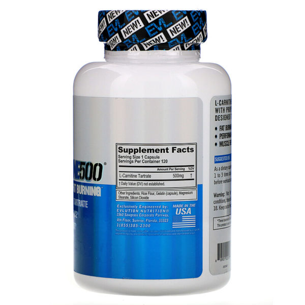 L-Carnitine500، عدد 120 كبسولة  من متجر روزا في فلسطين