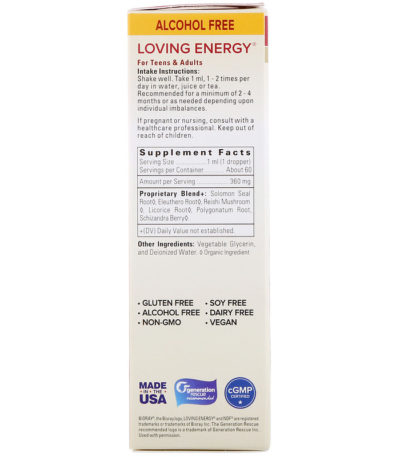Loving Energy، دعم الغدة الكظرية بالفطر الطبي، خالي من الكحول، 2 أونصة سائلة (60 مل)  من متجر روزا في فلسطين