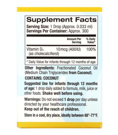 قطرات فيتامين د3 للرضع، 400 وحدة دولية، 34. أونصة سائلة (10 مل) California Gold Nutrition من متجر روزا في فلسطين