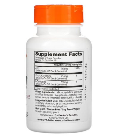 PepZin GI، مركب زنك ل-كارنوزين، 120 كبسولة نباتية  من متجر روزا في فلسطين