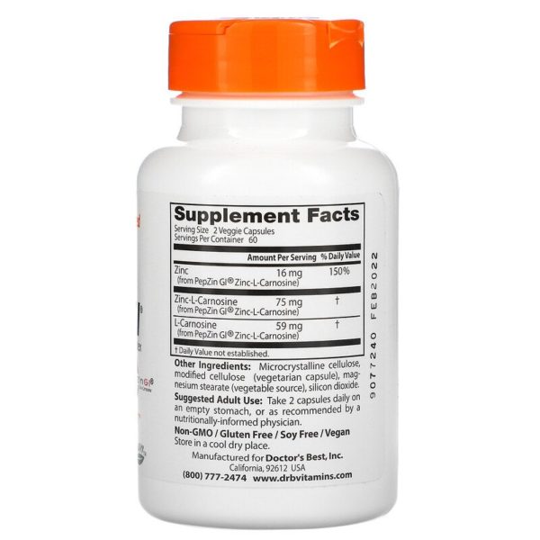 PepZin GI، مركب زنك ل-كارنوزين، 120 كبسولة نباتية  من متجر روزا في فلسطين