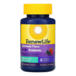 ⁦Renew Life, بروبيوتيك الأطفال، نبيتات ممتازة، بنكهة التوت اللذيذة، 3 مليارات مزرعة حية، 30 قرصًا قابل للمضغ⁩ - الصورة ⁦3⁩
