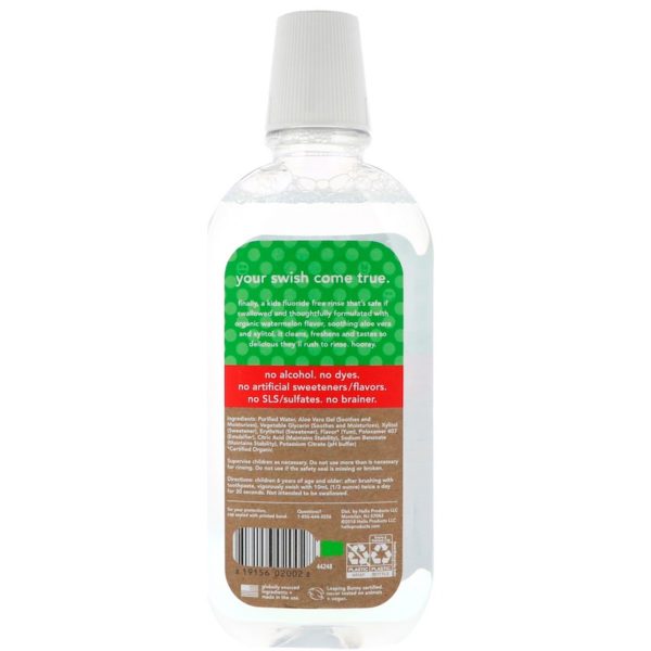 Kids Rinse غسول للأطفال، خالٍ من الفلوريد + بدون كحول، نكهة البطيخ العضوي، 16 أوقية سائلة (473 مل) Hello من متجر روزا في فلسطين