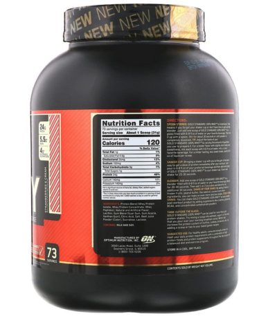 مكمل مصل اللبن Gold Standard 100% Whey، نكهة الفراولة والكريمة، 4.98 رطل (2.26 كجم)  من متجر روزا في فلسطين