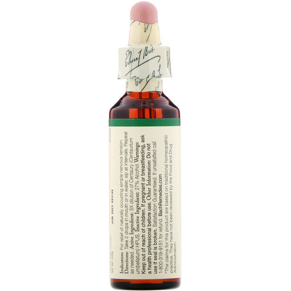 علاجات الزهور الأصلية، Centaury، 0.7 أونصة سائلة (20 مل)  من متجر روزا في فلسطين