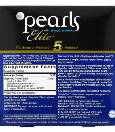 Pearls Elite، بروبيوتيك بقوة مضاعفة، 30 كبسولة هلامية تؤخذ مرة واحدة يوميًا  من متجر روزا في فلسطين
