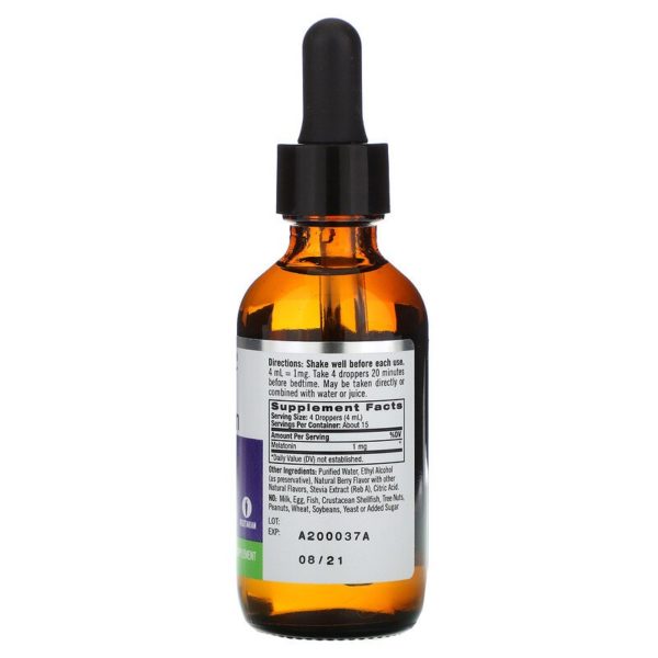 Liquid Melatonin، للنوم، نكهة التوت الطبيعية، 1 مجم، 2 أونصة سائلة (60 مل)  من متجر روزا في فلسطين