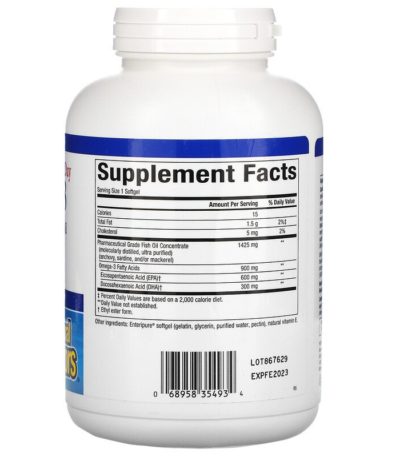 RxOmega-3 فائق القوة، 900 ملجم حمض ايكوسابنتانويك/حمض دوكوزاهيكسنويك، 150 كبسولة هلامية Enteripure  من متجر روزا في فلسطين