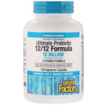 ⁦Natural Factors, بروبيوتيك شامل Ultimate Probiotic، تركيبة 12/12، 12 مليار وحدة تشكيل مستعمرة، 120 كبسولة نباتية⁩ - الصورة ⁦3⁩