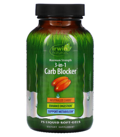 Irwin Naturals, Carb Blocker بتركيبة 3 في 1، قوة قصوى، كبسولة هلامية سائلة