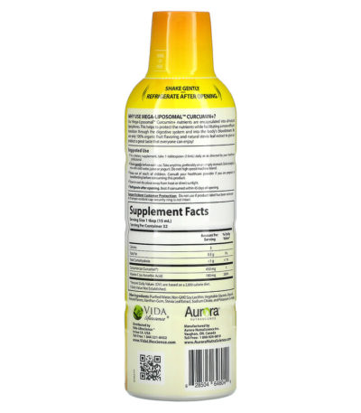 Mega-Liposomal Curcumin+، بنكهة الفواكه العضوية، 600 ملجم، 16 أونصة سائلة (480 مل)  من متجر روزا في فلسطين