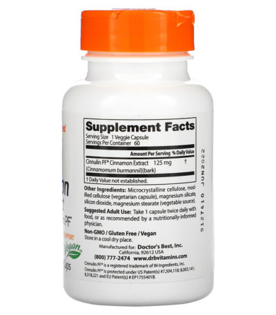 مستخلص القرفة مع Cinnulin PF ، بحجم 125 ملجم ، 60 كبسولة نباتية  من متجر روزا في فلسطين