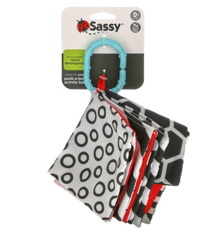 Inspire The Senses، كتاب أنشطة Peek-A-Boo، للأطفال حديثي الولادة إلى عمر عدة أشهر، كتاب واحد ،Sassy، من متجر روزا في فلسطين