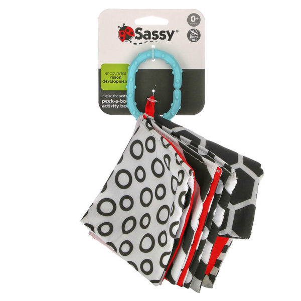 Inspire The Senses، كتاب أنشطة Peek-A-Boo، للأطفال حديثي الولادة إلى عمر عدة أشهر، كتاب واحد ،Sassy، من متجر روزا في فلسطين